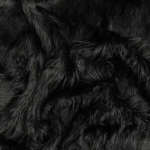 Black Solid Mongolian Long Pile Faux Fur